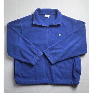 Lacoste Fleece Sweater Jacket Mens Large Blue Pullover 1/2 Zip Outdoors Casual
